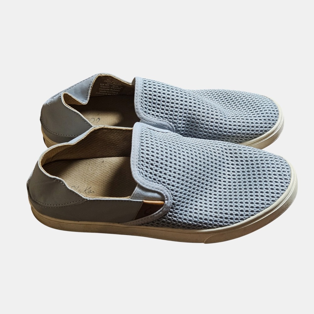 Olukai Pehuea Slip On Mesh Sneakers Drop-In Heel Womens 9 Pale Gray Casual Chic